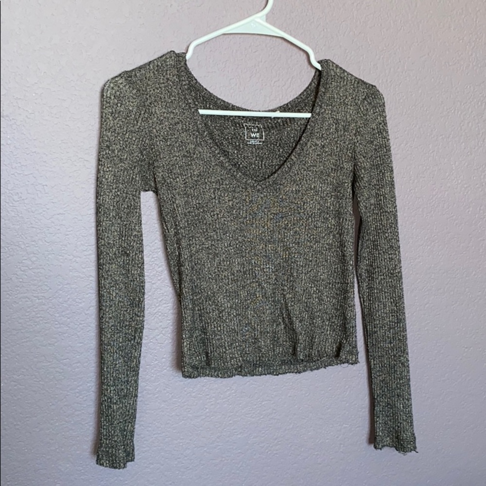 Pacsun Gray Long Sleeve Crop Top